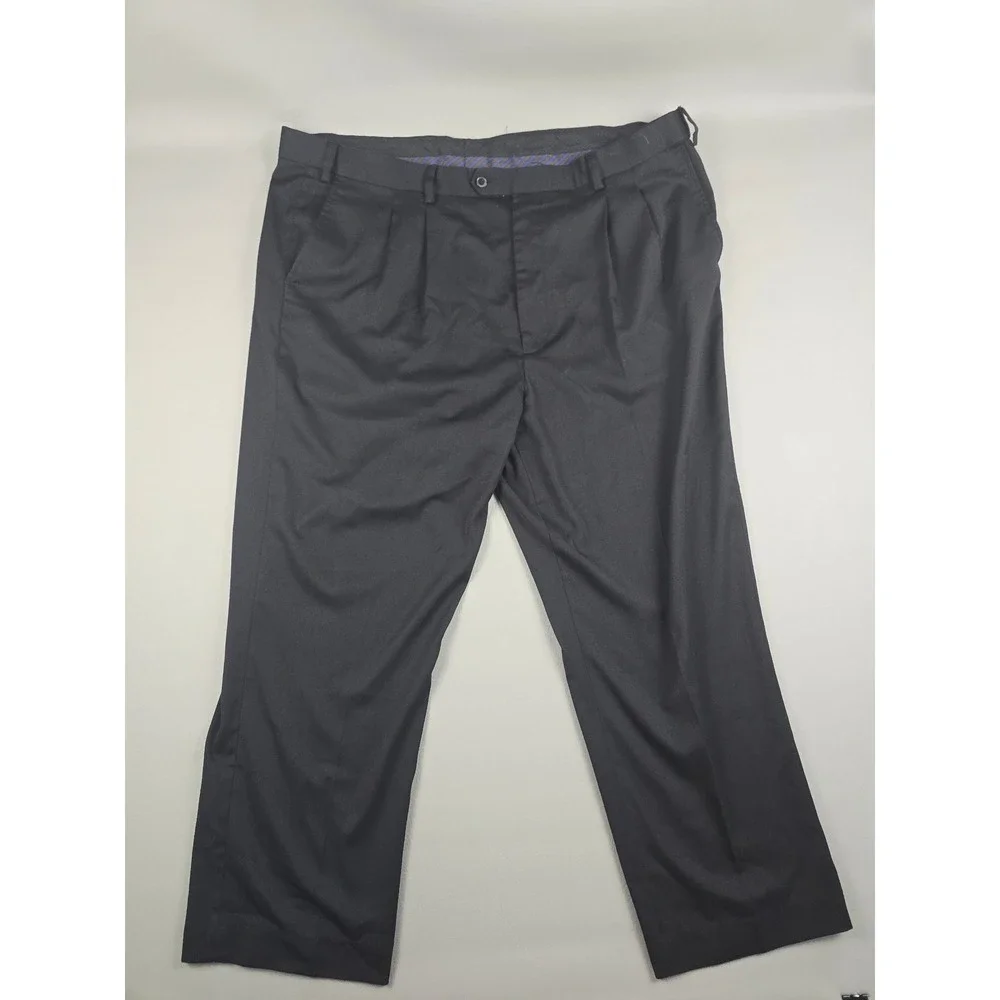 GS Mens Black Double Pleated Stretch Dress Pants Size 48 x 28